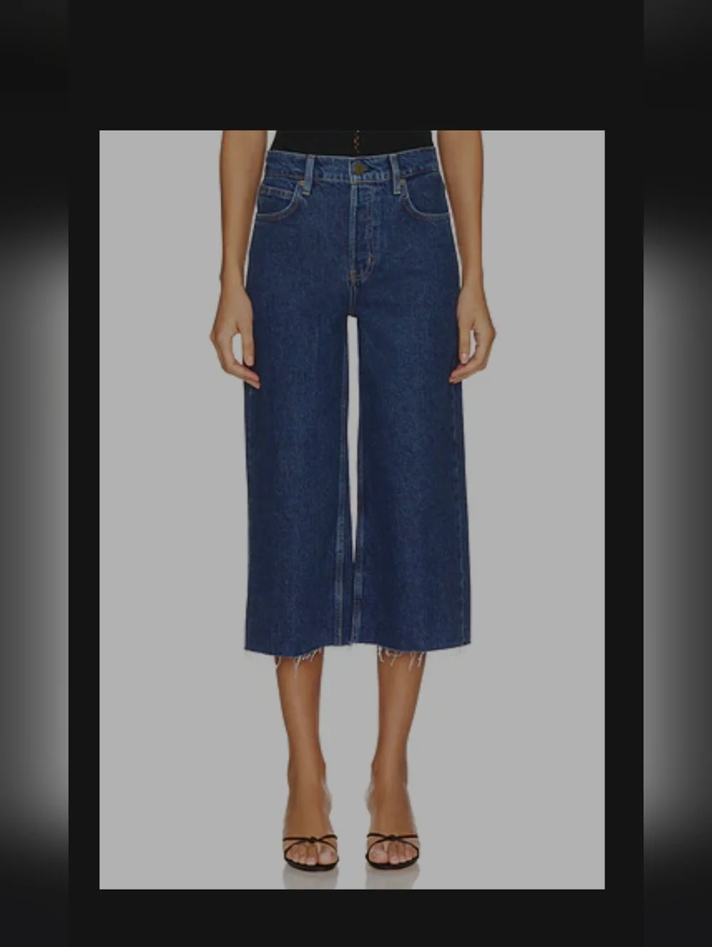 Frame Easy Capri Denim Dark Blue‎ High-Rise Wide Crop Jeans